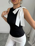 Ninonine "Aria" | Y2K Sleeveless Bow-Accent Top