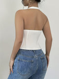 Ninonine "Camille" | Bow-Accent Halterneck Corset Top