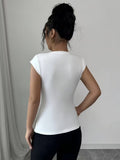 Ninonine "Celeste" | Illusion Neckline Mesh Detail Top