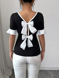 Ninonine "Elodie" | Ruffle-Sleeve Dual Back-Bow Top