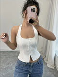 Ninonine "Camille" | Bow-Accent Halterneck Corset Top