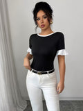 Ninonine "Elodie" | Ruffle-Sleeve Dual Back-Bow Top