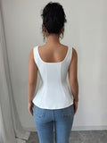 Ninonine "Flora" | Floral-Appliqué Peplum Square-Neck Vest