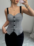 Ninonine "Valerie" | Houndstooth Button-Front Bustier Vest