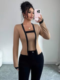 Ninonine "Valerie" | Contrast Piping Faux-Layered Top