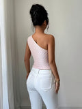 Ninonine "Aria" | Textured One-Shoulder Asymmetrical Tank