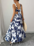 Ninonine "Soleil" | Azure Botanical Cutout Maxi Dress