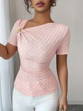 Ninonine "Sienna" | Asymmetrical Gold-Buckle Textured Top
