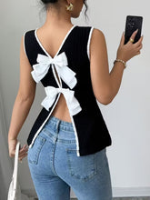 Ninonine "Amélie" | Contrast Trim Ribbed Back-Bow Vest