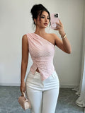 Ninonine "Aria" | Textured One-Shoulder Asymmetrical Tank