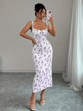 Ninonine "Violette" | Ruffled Tie-Strap Floral Bodycon Dress