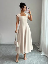 Ninonine "Clara" | Sculptural Square-Neck Midi A-Line Dress
