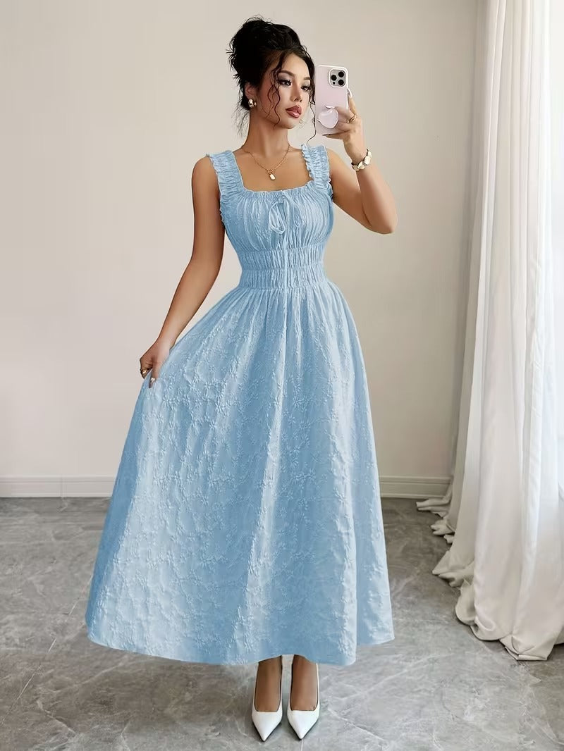 Ninonine "Celeste" | Textured Floral Smocked-Waist Maxi Dress