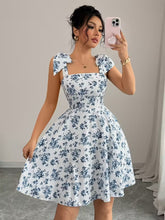 Ninonine "Florence" | Shoulder-Tie Smocked Back Floral Dress