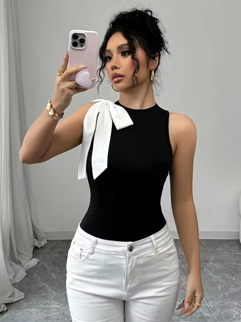 Ninonine "Aria" | Y2K Sleeveless Bow-Accent Top