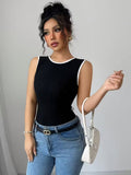 Ninonine "Amélie" | Contrast Trim Ribbed Back-Bow Vest