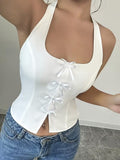 Ninonine "Camille" | Bow-Accent Halterneck Corset Top