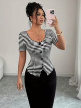 Ninonine "Odile" | Houndstooth Asymmetrical Single-Breasted Top
