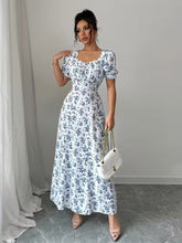Ninonine "Isabelle" | Smocked Back Puff Sleeve Floral Fit & Flare Dress