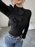 Ninonine "Seraphina" | 3D Floral Appliqué Knit Top