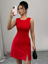 Ninonine "Valerie" | Bow-Accented Side-Slit Bodycon Mini Dress