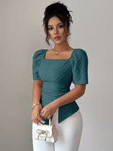 Ninonine "Lucille" | Textured Square-Neck Asymmetrical Hem Top