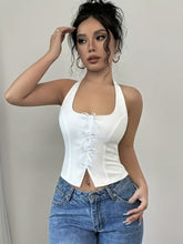 Ninonine "Camille" | Bow-Accent Halterneck Corset Top