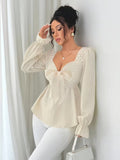 Ninonine "Céline" | French-Style Bow-Front Peplum Blouse