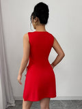 Ninonine "Valerie" | Bow-Accented Side-Slit Bodycon Mini Dress
