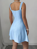 Ninonine "Elodie" | Pearl-Encrusted Square Neck Fit & Flare Dress