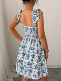 Ninonine "Florence" | Shoulder-Tie Smocked Back Floral Dress