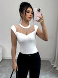 Ninonine "Celeste" | Illusion Neckline Mesh Detail Top