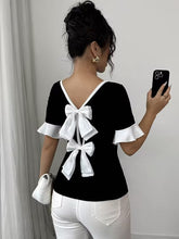 Ninonine "Elodie" | Ruffle-Sleeve Dual Back-Bow Top
