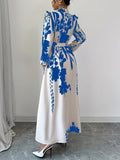 Ninonine "Vienna" | Stand Collar Ruffled Lantern Sleeve Maxi Dress