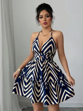 Ninonine "Chevron" | Geometric Halter Cutout Mini Dress