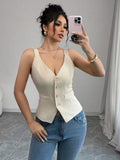 Ninonine "Elysée" | Tailored Button-Front Sleeveless Vest