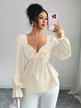 Ninonine "Céline" | French-Style Bow-Front Peplum Blouse