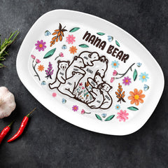 Mama Bear Floral Style - Birthday, Loving Gift For Mom, Mother, Grandma, Grandmother - 3D Inflated Effect Printed Personalized Plate
