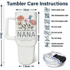 Nana Grandma Mom Birth Flowers - Personalized 40oz Tumbler With Straw