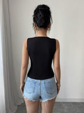 Ninonine "Lucille" | Ribbon-Accent Ribbed Knit Vest