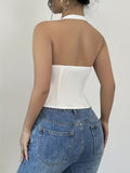 Ninonine "Camille" | Bow-Accent Halterneck Corset Top