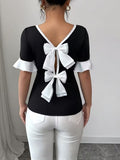 Ninonine "Elodie" | Ruffle-Sleeve Dual Back-Bow Top