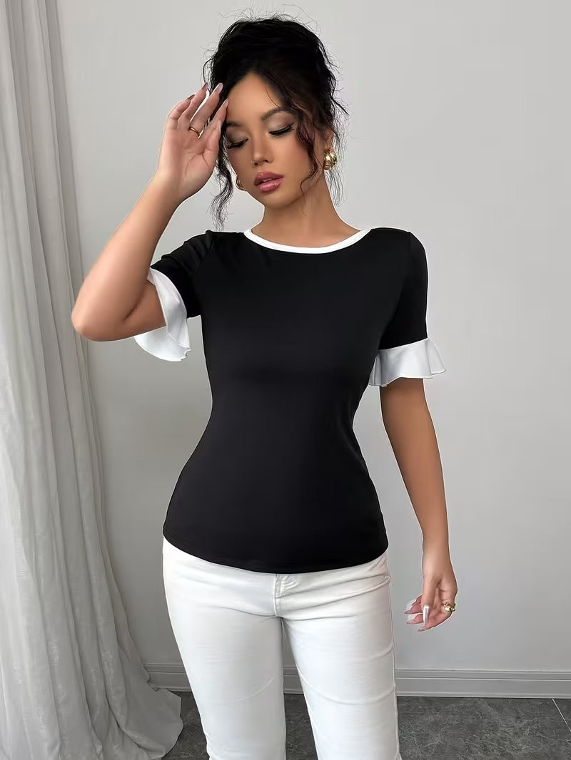 Ninonine "Elodie" | Ruffle-Sleeve Dual Back-Bow Top