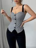 Ninonine "Valerie" | Houndstooth Button-Front Bustier Vest