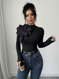 Ninonine "Seraphina" | 3D Floral Appliqué Knit Top