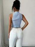 Ninonine "Isla" | Striped Wrap-Front Halterneck Top