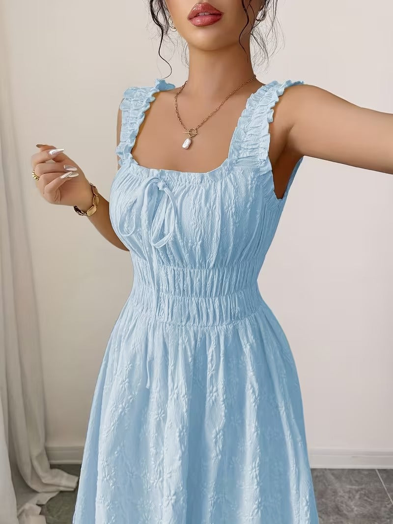 Ninonine "Celeste" | Textured Floral Smocked-Waist Maxi Dress