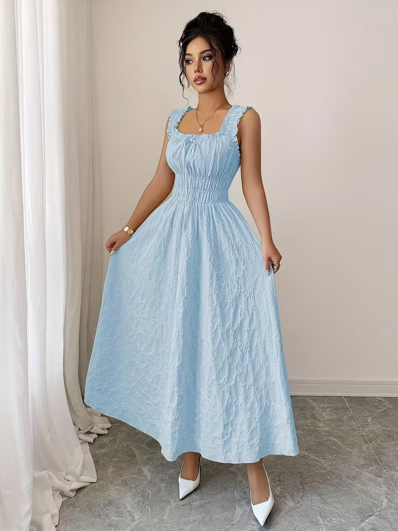 Ninonine "Celeste" | Textured Floral Smocked-Waist Maxi Dress