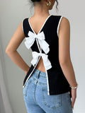Ninonine "Amélie" | Contrast Trim Ribbed Back-Bow Vest