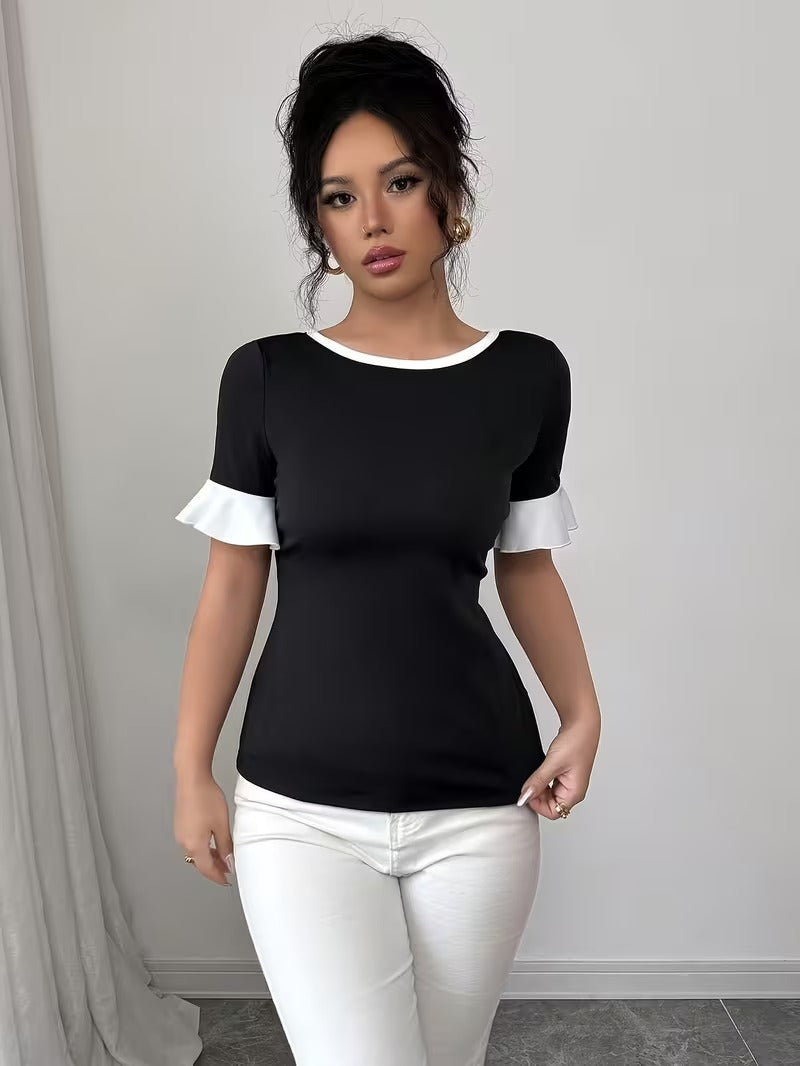 Ninonine "Elodie" | Ruffle-Sleeve Dual Back-Bow Top